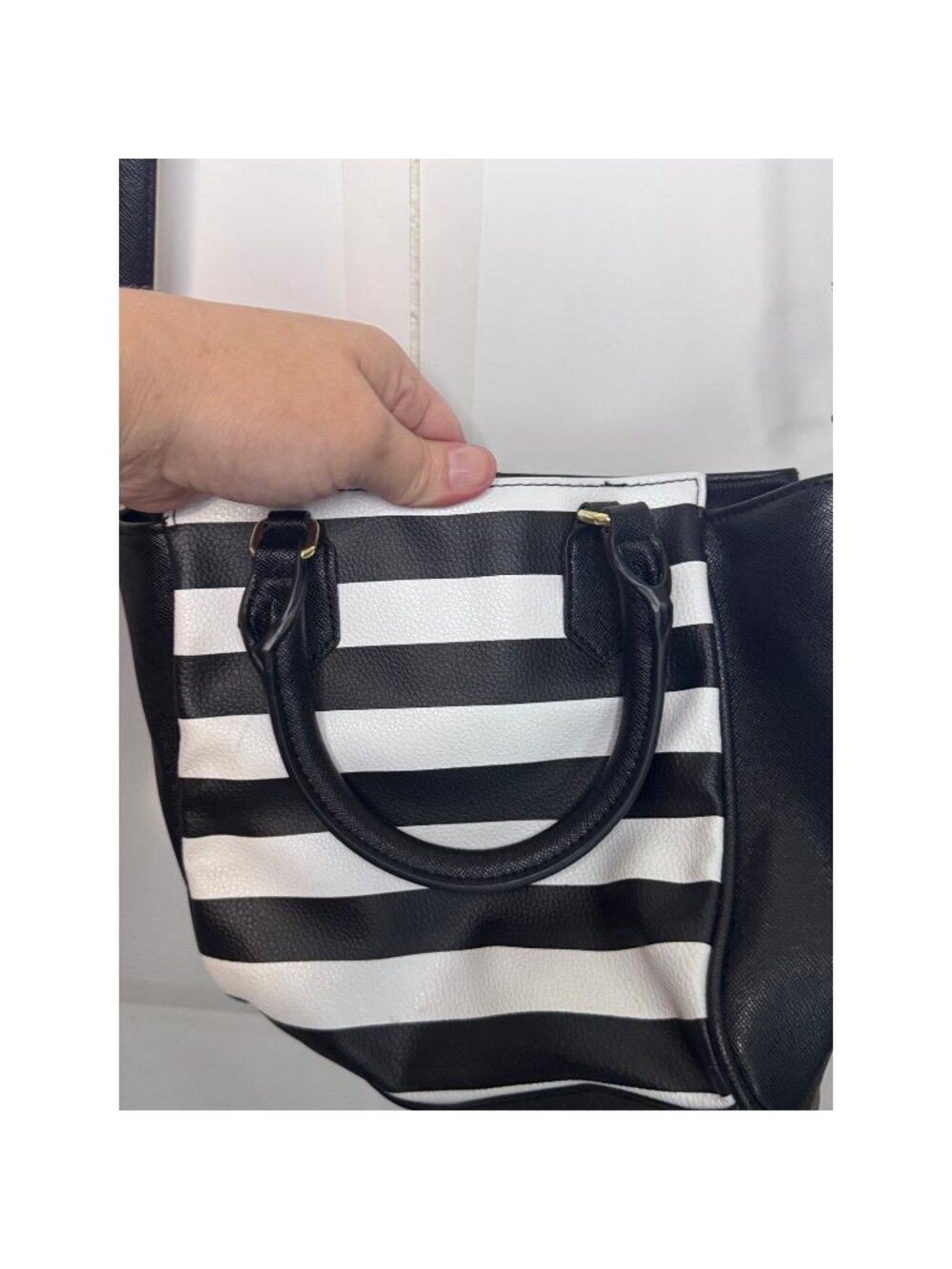 Small black with white stripes crossbody bag, Gothic, Dark Academia